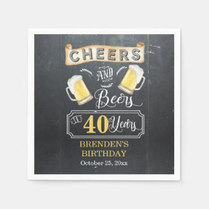 Cheers and Beers to 40 Years Birthday Party Napkin