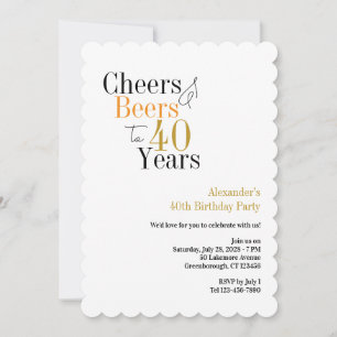 Cheers and beers to 40 years minimal party invitation