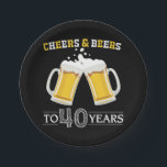 Cheers and Beers to 40 Years Paper Plate<br><div class="desc">Cheers and Beers to 40 Years Paper Plate</div>
