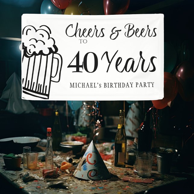Cheers and beers to 40 years typography birthday banner (Creator Uploaded)