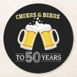 Cheers and Beers to 50 Years Round Paper Coaster<br><div class="desc">Cheers and Beers to 50 Years Coaster</div>