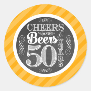 Cheers and Beers to 50 Years Round Stickers Labels