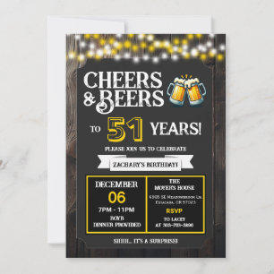 Cheers and Beers to 51 Years Surprise Backyard Invitation