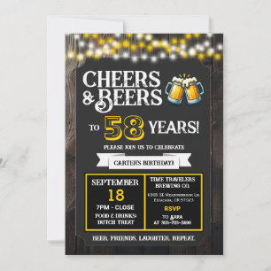 Cheers and Beers to 58 Years Brewery Birthday Invitation