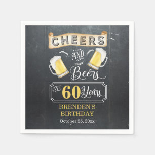 Cheers and Beers to 60 Years Birthday Party   Napkin