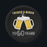 Cheers and Beers to 60 Years Paper Plate<br><div class="desc">Cheers and Beers to 60 Years Paper Plate</div>