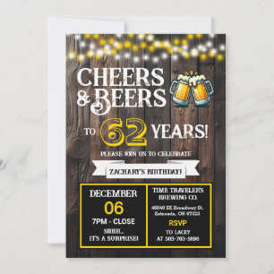 Cheers and Beers to 62 Years Surprise Brewery Invitation
