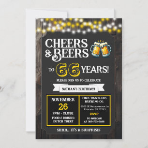 Cheers and Beers to 66 Years Surprise Brewery Invitation