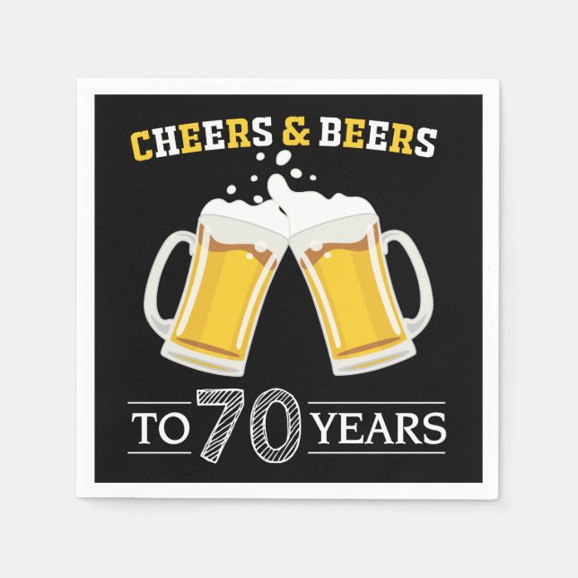 Cheers and Beers to 70 Years Napkins (Front)