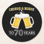Cheers and Beers to 70 Years Round Paper Coaster<br><div class="desc">Cheers and Beers to 70 Years Coaster</div>