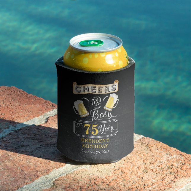 Cheers and Beers to 75 Years Birthday Party Can Cooler (In Situ Pool)