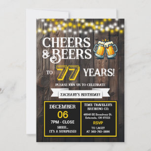 Cheers and Beers to 77 Years Surprise Brewery Invitation