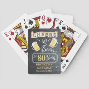 Cheers and Beers to 80 Years Birthday Party Playing Cards