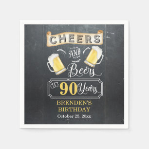 Cheers and Beers to 90 Years Birthday Party Napkin