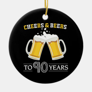 Cheers and Beers to 90 Years Ceramic Tree Decoration