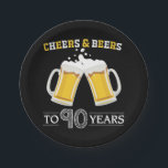 Cheers and Beers to 90 Years Paper Plate<br><div class="desc">Cheers and Beers to 90 Years Paper Plate</div>