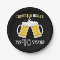Cheers and Beers to 90 Years Paper Plate