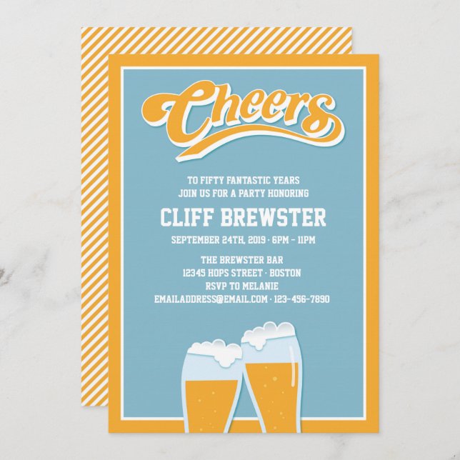 Cheers and Beers to Birthday Years Invitation (Front/Back)