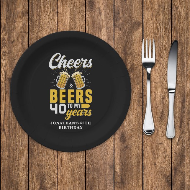 Cheers and Beers to my 40 Years, Any Birthday Paper Plate (Creator Uploaded)