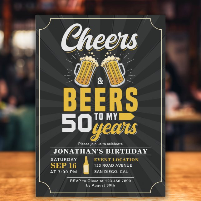 Cheers and Beers to my 50 Years Fun Birthday Invitation (Creator Uploaded)