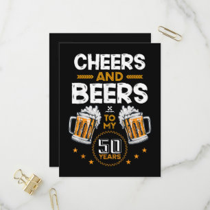Cheers and Beers To My 50 Years Invitation Postcard