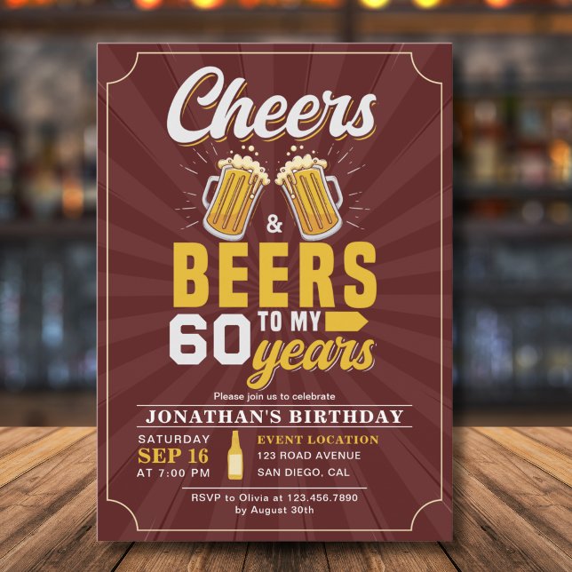 Cheers and Beers to my 60 Years Red Invitation (Creator Uploaded)
