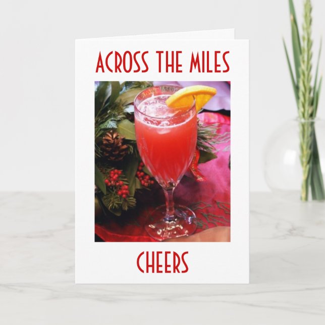CHEERS AND JOY SENT ACROSS MILES CHRISTMAS HOLIDAY CARD (Front)