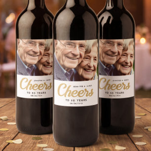 Cheers Anniversary Year Photo Gift Wine Label