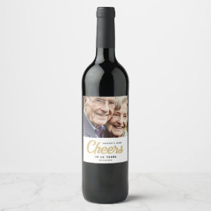 Cheers Anniversary Year Photo Gift Wine Label