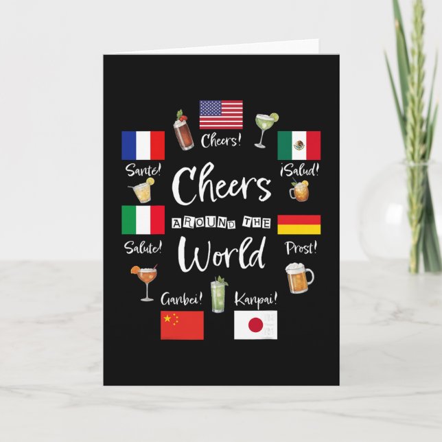 Cheers Around The World Vacation Drinking Funny Dr Card (Front)