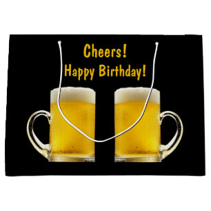 Cheers Beer Alcohol Birthday Celebration Drinks Large Gift Bag