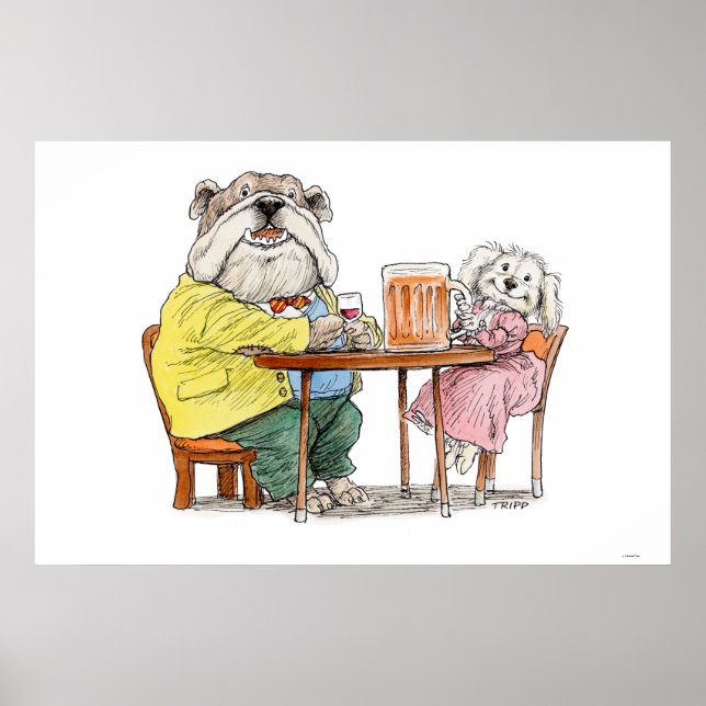 Cheers Beer Dog Couple Print (Front)