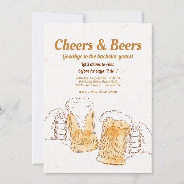 Cheers Beer Mugs Invitations (Front)