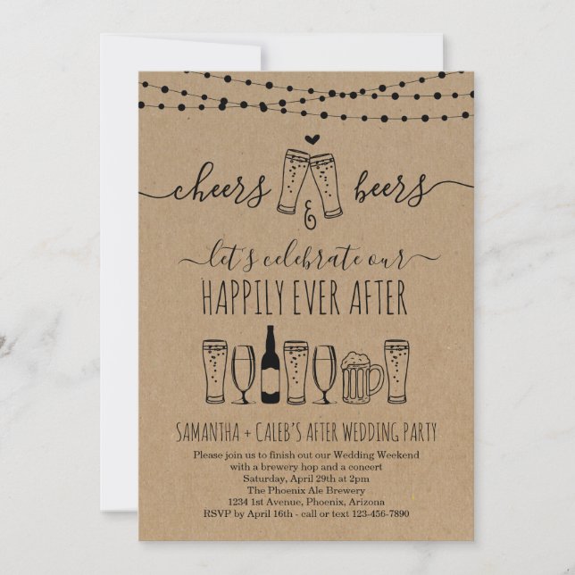 Cheers & Beer Wedding After Party Invitation (Front)