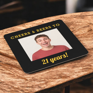 Cheers & Beers 21st Birthday Photo Milestone Square Paper Coaster