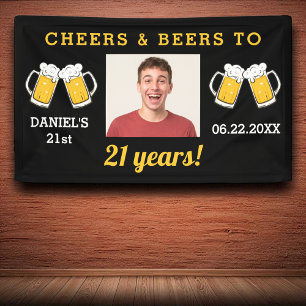 Cheers & Beers 21st Years Birthday Photo Keepsake Banner