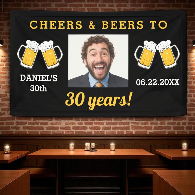 Cheers & Beers 30 Years Milestone Birthday Photo  Banner (Creator Uploaded)