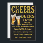 Cheers & Beers 30th Birthday Party Invitation<br><div class="desc">Beer Themed Celebration,  Raise a glass and celebrate turning 30 in style! This bold Cheers and Beers birthday invitation is perfect for bar parties or pub gatherings. Fully customisable with your party details.</div>