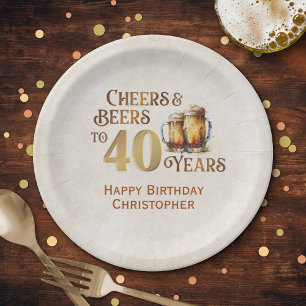 Cheers & Beers 40th Birthday Paper Plate