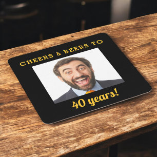 Cheers & Beers 40th Birthday Photo Milestone Square Paper Coaster