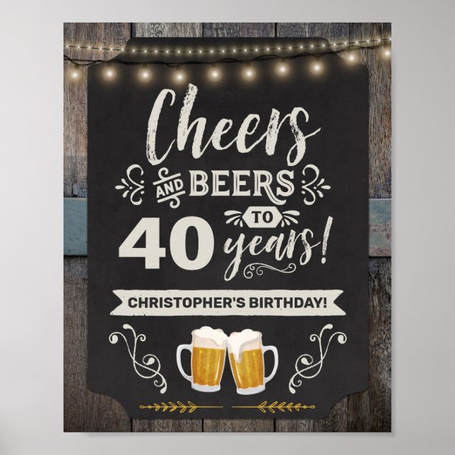 Cheers & Beers 40th Welcome Sign (Front)