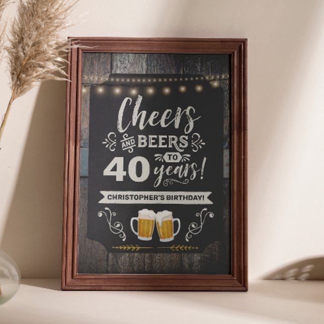 Cheers & Beers 40th Welcome Sign 20x30 (Cheers & Beers 40th Welcome Sign 20x30)