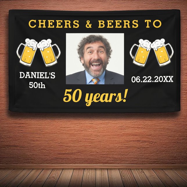 Cheers & Beers 50 Years Birthday Photo Keepsake Banner (Creator Uploaded)