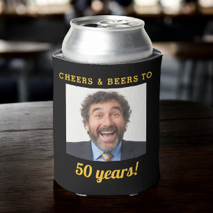 Cheers & Beers 50 Years Birthday Photo Keepsake Can Cooler