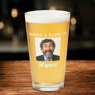 Cheers & Beers 50 Years Old Birthday Photo Glass