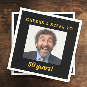 Cheers & Beers 50 Years Old Birthday Photo Napkin