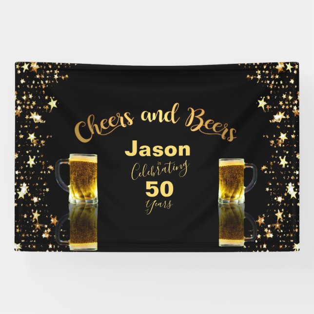 Cheers & Beers 50th Birthday 4'x6' Banner (Horizontal)