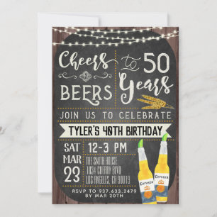 Cheers & Beers 50th Birthday Invitation