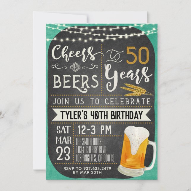 Cheers & Beers 50th Birthday Invitation (Front)