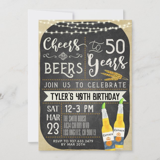 Cheers & Beers 50th Birthday Invitation (Front)
